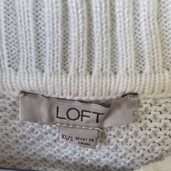 Loft Women’s Ivory Button-Side Knit Poncho Sweater XS/S Acrylic Turtleneck - Picture 5 of 8